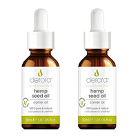 Derora Hemp Oil | Nourishes Skin, Hair & Nails | 100% Pure & Natural | Cold Pressed & Unrefined | Antioxidant & Vitamin E Rich | For All Skin Types | Vegan & Cruelty Free (30ml x2)