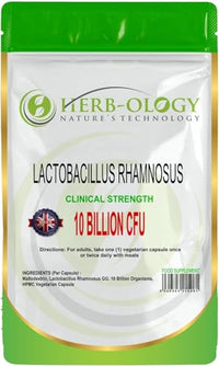 Herb-Ology Lactobacillus Rhamnosus | High Strength Vegetarian Capsules, 10 Billion CFU | Probiotic Tablets | Non-GMO, Suitable for Vegans & Manufactured in The UK (30 Capsules)