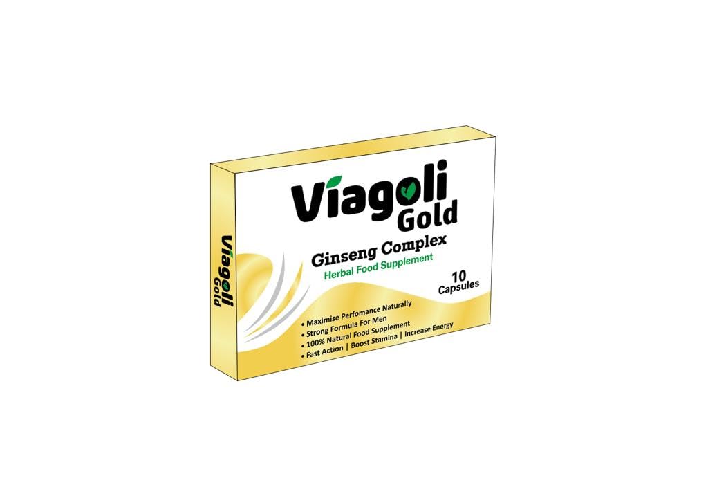 Viagoli Gold Ginseng Capsules | 20% Ginsenosides, 100% Natural Herbal Supplement | Energy, Vitality & Stamina Support | Extra Strength Ginseng Complex for Men.