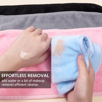 Luxiremi 4 Pack Make Up Remover Cloth, 40 * 20 CM Flannel Face Cloth Face Wipes for Sensitive Skin Make Up Removing(Black+Pink+Blue+Grey)