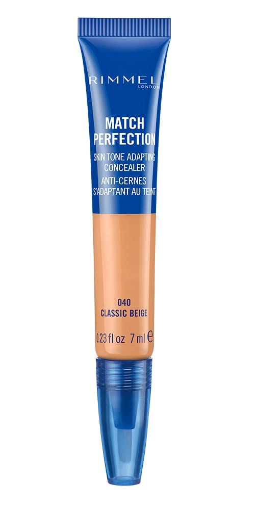 Rimmel London Match Perfection Light Coverage Blendable Liquid Concealer, 040 Classic Beige, 7 ml