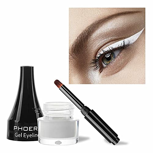 Phoera PHOERA GEL EYELINER LONG LASTING WATERPROOF SMUDGE PROOF 24H MAKEUP 10 SHADE UK (201 WHITE)