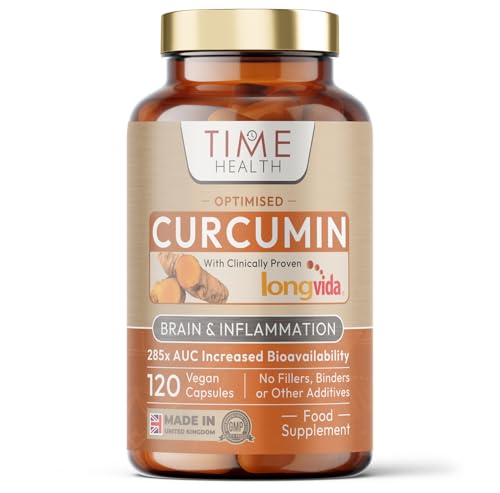 Time Health Longvida Curcumin - Clinically Studied - 285XAUC Increased Bioavailability - Vegan - Pullulan - UK Made - GMP Standards - Zero Additives
