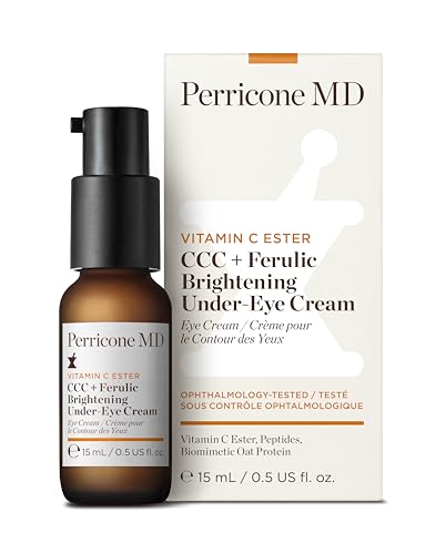 Perricone MD Vitamin C Ester CCC+ Ferulic Brightening Under-Eye Cream, 0.5 fl. oz. - Brightening Eye Cream with 3 Forms of Vitamin C & Ferulic Acid – Reduces Dark Circles – Ophthalmologist-Tested