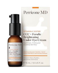 Perricone MD Vitamin C Ester CCC+ Ferulic Brightening Under-Eye Cream, 0.5 fl. oz. - Brightening Eye Cream with 3 Forms of Vitamin C & Ferulic Acid – Reduces Dark Circles – Ophthalmologist-Tested