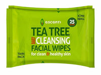 Escenti Tea Tree Daily Cleansing Facial Wipes Twin Pack