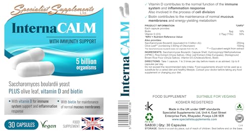 Specialist Supplements InternaCALM Probiotic Yeast 30 Capsules