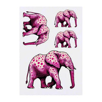 Azeeda 4 x 'Pink Spotted Elephant' Temporary Tattoos - Water Resistant, Skin-Safe, Non-Toxic Transfers, Mixed Sizes (TO00076136)