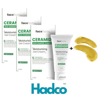 3 Pack Bundle - Face Facts Ceramide Moisturising Gel Cream. Soothes + Strengthens Skin | 3x 50ml. A Hadco Bundle With Our Gold Collagen Eye Pack Included.