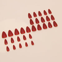 JUSTOTRY 24 Pcs Blood Red Solid Almond False Nails Short Press on Nails Pattern,Glossy Fake Nails Medium for Nail Art,French Oval Stick on Nail for Women Gifts