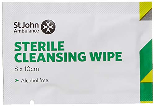 St John Ambulance F115100 Sterile Cleansing Wipes, Pack of 100