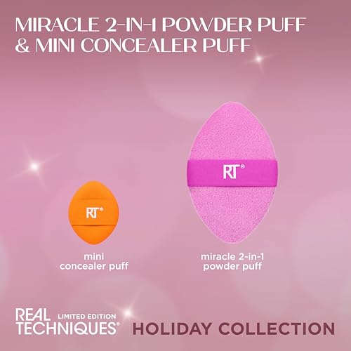 REAL TECHNIQUES Real Techniques Miracle 2-In-1 Powder Puff & Mini Concealer Puff, 2 Piece Limited Edition Gift Set