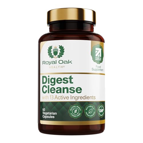 Royal Oak Health Digest Cleanse with 13 Active Ingredients - 60 Vegan Capsules, 2 Month Supply - UK Made