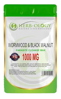 Herb-ology.co.uk Nature's Technology HB Wormwood | 120 Wormwood Black Walnut Capsules - 500mg Wormwood Herb & 500mg Black Walnut per Serving | High Strength Wormwood Capsules | Non-GMO, Gluten & Allergen Free | Made in The UK