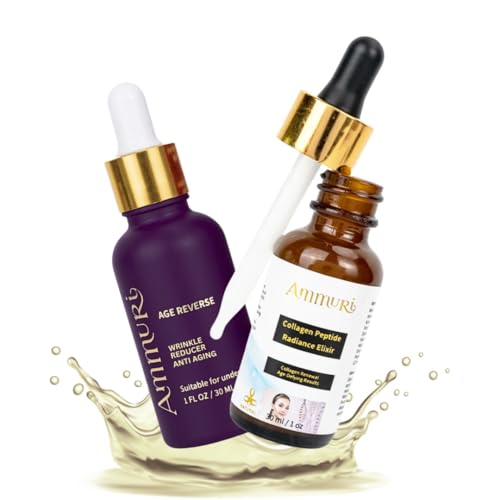 Ammuri Advanced Anti-Ageing & Collagen Peptide Serum Duo | Hydrating & Radiance Boosting Skincare Set | Reduces Fine Lines, Wrinkles & Dark Spots | Vegan, Lightweight & Fast-Absorbing | Made in the UK