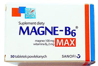 MAGNE B6 MAX - 50 Capsules - is a Dietary Supplement containing in its Composition Magnesium and Vitamin B6, for People Suffering Weakness, Fatigue, Twitching eyelids and Muscle spasms