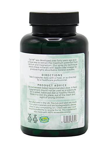 Cal-M Capsules | Calcium & Magnesium Blend with Cider Vinegar | Cal-mag Supplement | 120 Vegan Capsules | G&G Vitamins