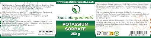 SPECIAL INGREDIENTS Potassium Sorbate (Mould Inhibitor) 250g Premium Quality, Non-GMO, Gluten Free – Recyclable Container