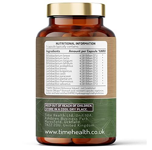 Time Health Bio Cultures Complex – 55 Billion CFU – Advanced 12 Strain Probiotic Formula - Digestion, Immunity & Cognitive Support – Vegan Probiotics – UK Made