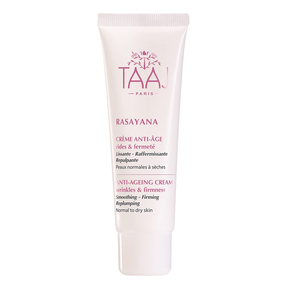TAAJ | Anti-ageing cream - RASAYANA | Smoothing, firming and plumping | Provides a targeted response against wrinkles, fine lines and loss of firmness | Firmer skin | Vegan | 50 ml