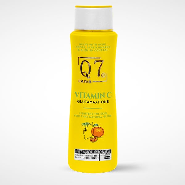 Q7 PARIS Q7 Vitamin C Glutamaxitone Skin Lightening Lotion | The Ultimate Solution for Acne, Hyperpigmentation, and Blemish Control | Suitable for All Skin Types - 300ml
