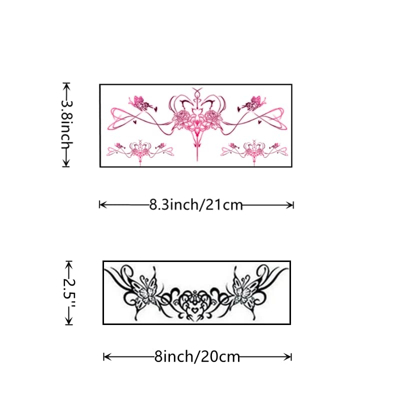 WouND 28 Sheets Women Sexy Temporary Tattoos Stickers Abdomen Waist Waterproof Tattoo Stickers Women Ideal Bachelorette Party Tattoos,for Women and Girl Temporary Fake Body Tattoos