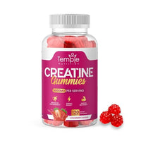 Temple Nutrition NEW Creatine Monohydrate Gummies 5000mg for Men & Women - 120 Chewable Creatine Gummies (1 Months Supply) - Strawberry Flavoured Creatine, Pre Workout Gym Supplement, Suitable for Vegans