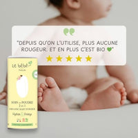 Le bébé français bio Baby Powder Vegan & Organic 2 in 1 - Talc-Free - Change & Milky Bath - Natural moisturises and Protects - Plant Based with Oatmeal & Rice Starch - Sensitive Skin 100g (2)