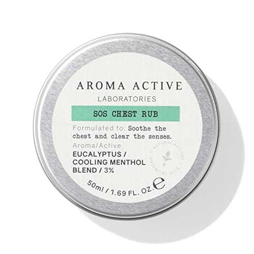 AROMA ACTIVE LABORATORIES SOS Chest Rub 50ml - Uplifting Balm To Soothe & Clear, Eucalyptus, Palmarosa, Cooling Peppermint