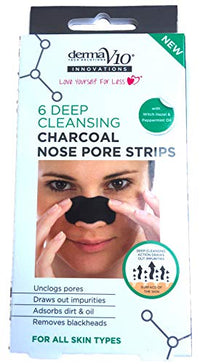 Derma V10 Deep Cleansing Charcoal Nose Pore Strips Blackhead Removal (Twin)