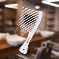 Majestik+ Afro Comb Infused With Coconut Oil - Wide Tooth Rake Hair Comb for Type 3A to 4C, Thick & Curly Hair in White