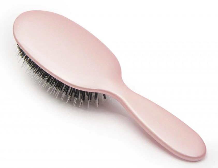 Rock & Ruddle Soft White Natural Boar Bristle Hairbrush for Babies and Young Children | Perfect for Fine Hair Detangling and Smoothing - Rose Gold