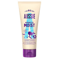 Aussie Miracle Moist Hair Conditioner, Moisture-Quenching Vegan Formula For Dry & Damaged Hair, Replenishes Brittle Hair, With Macadamia Nut Oil, Cruelty Free, Recyclable Bottle, 350ml