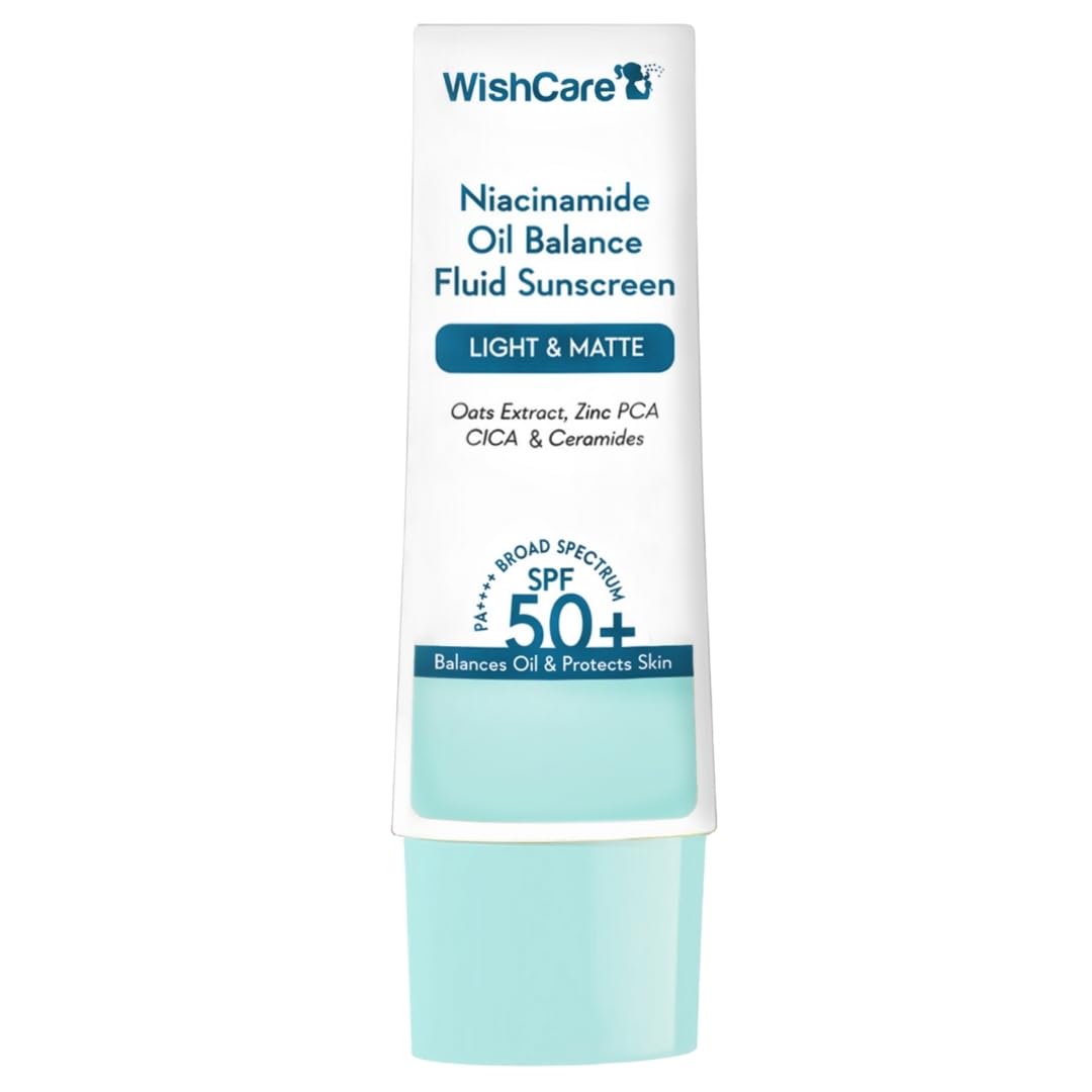 WishCare 5% Niacinamide Oil Balance Fluid Sunscreen SPF 50 PA++++ - Lightweight Matte Sunscreen SPF 50 for Oily Skin & No White Cast 50g
