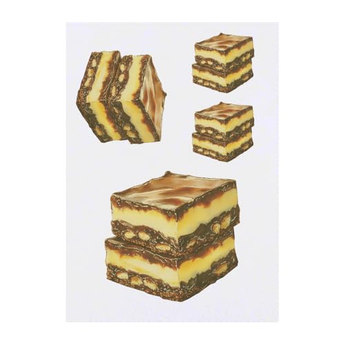Azeeda 4 x 'Nanaimo Bars' Temporary Tattoos - Water Resistant, Skin-Safe, Non-Toxic Transfers, Mixed Sizes (TO00084028)