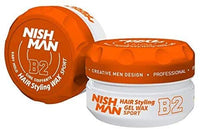 nishman Nishman Hair Styling Wax for Men, B2 Sport 150 ml | Edge Control | Ultra High Strong Hold | Hair Clay Aqua Wax (3 Pack)