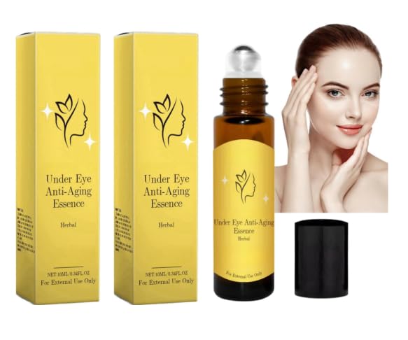 Guegine 2 PCS Eye Roller for Dark Circles and Puffiness, Castor Oil Roller Ball, Lightens Fine Lines Around Eyes, Moisturizes and Soothes, Unisex, Suitable for Eye Area and Face (10ml)