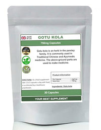 Your Best Supplement Gotu Kola Capsules 750mg 100% Natural and Pure High Strength Supplement (30)