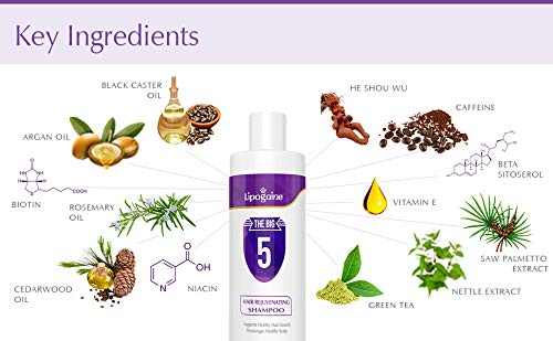 Lipogaine Hair Loss Prevention Premium Organic Shampoo, For Men and Women - Color Safe, With Biotin and Argan Oil