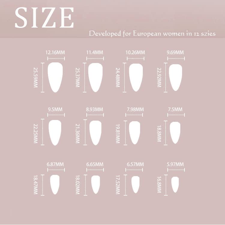 Sethexy Valentine's Day Almond False Nails Love Heart Stiletto Stick on Nails Pink Fake Nails 24Pcs Acrylic Art Press on Nails for Women and Girls