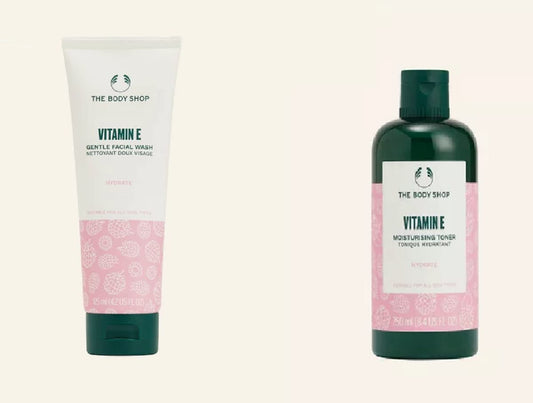 The Body Shop Vitamin E Hydrating Toner 250ml Gentle Wash 125ml Set moisturising