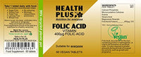 Health Plus Folic Acid 400µg : Pre-Conceptual Vitamin B Supplement : 60 Tablets, in a Planet-Friendly 99% Recycled Pot