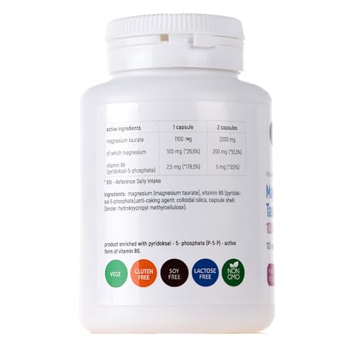 Aliness Magnesium Taurate with Vitamin B6, 100 Vegan Capsules