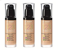 3 x Bourjois Paris 123 Perfect Foundation 30ml New & - 52 Vanilla