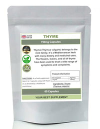 Your Best Supplement Thyme Capsules 750mg Thymus vulgaris 100% Natural (No fillers) (60)