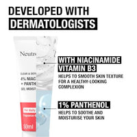 Neutrogena Clear & Defend+ Gel Moisturiser (1 x 50ml), Fast-Absorbing Face Moisturiser with 4% Niacinamide and 1% Panthenol, Fragrance-Free, Hydrating Gel, Suitable for Daily Use and Spot-Prone Skin
