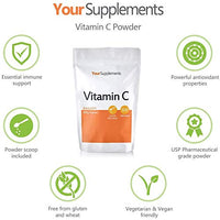 YourSupplements Vitamin C Powder 200g - Ascorbic Acid | 100% Pure British Pharmaceutical Grade | Non-GMO | Scoop Included