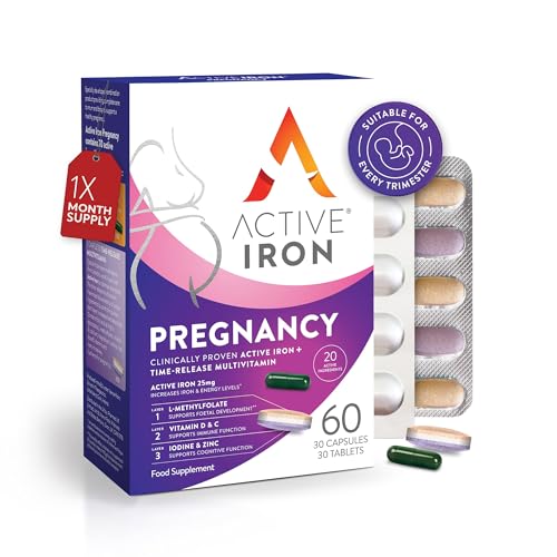 Solvotrin Active Iron Supplement 25mg + Pregnancy Multivit, 30 Capsules + 30 Tablets