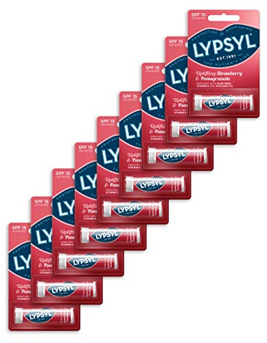 Lypsyl Uplifting Lip Balm, Strawberry and Pomegranate, Pack of 9