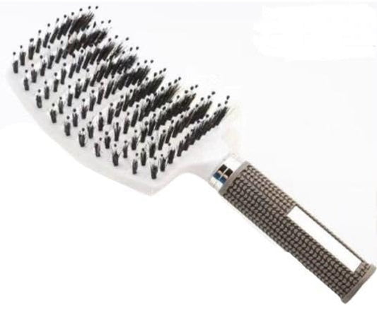 Generico Professional Curved Ventilated Hair Brush White for Massage Detangling Wet and Dry Hair Suitable for Any Styling